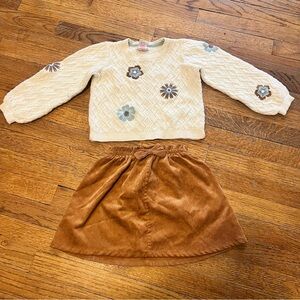 Cynthia Rowley Kids Sweater and Skirt Set with a Floral Knit design size 5/6